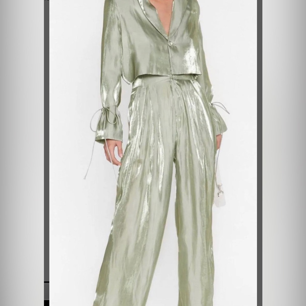 NWT NastyGal Mint Green Blazer and high waisted pant set.